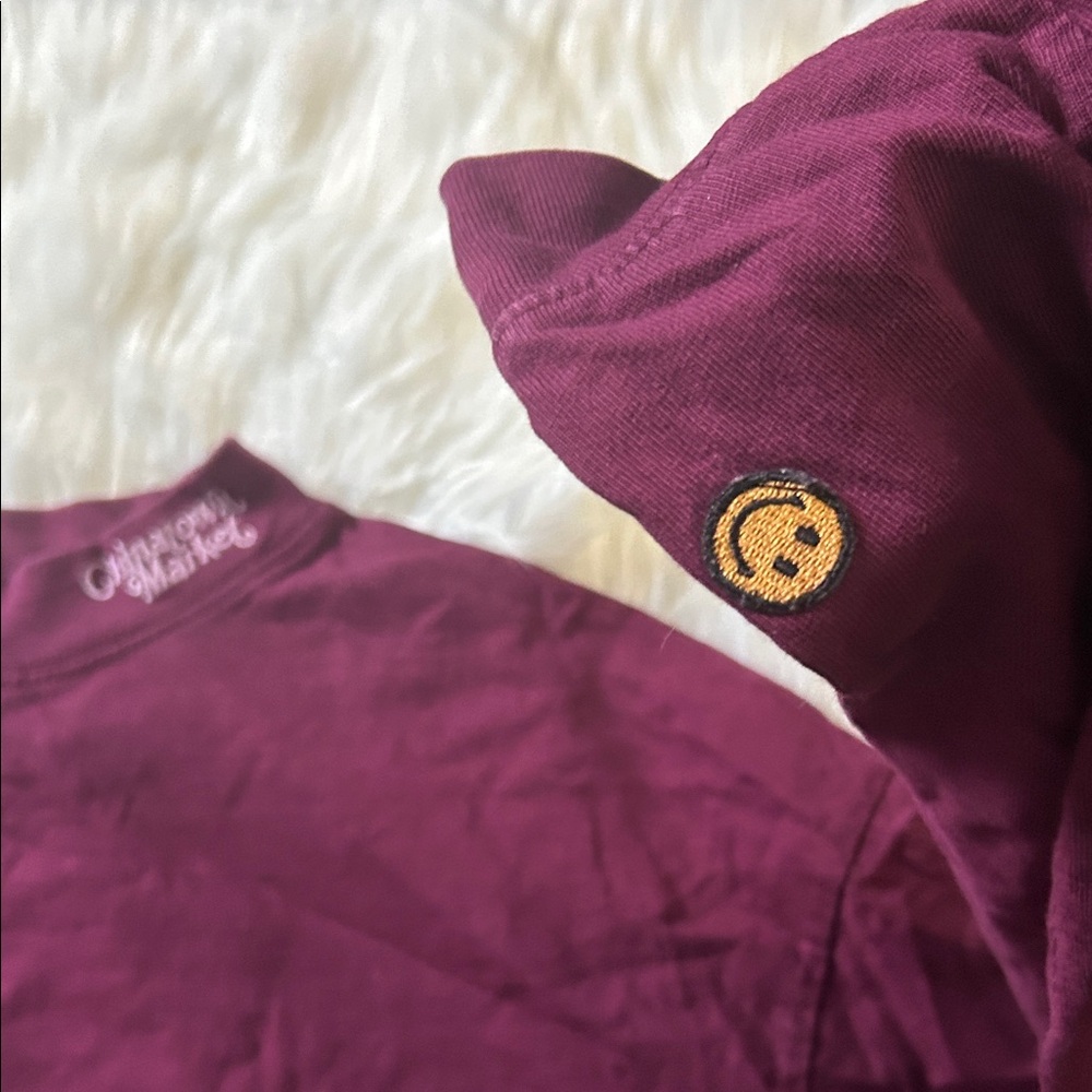 CHINATOWN MARKET Maroon Cropped Long Sleeve Crew Neck Mock Neck M - Picture 4 of 6